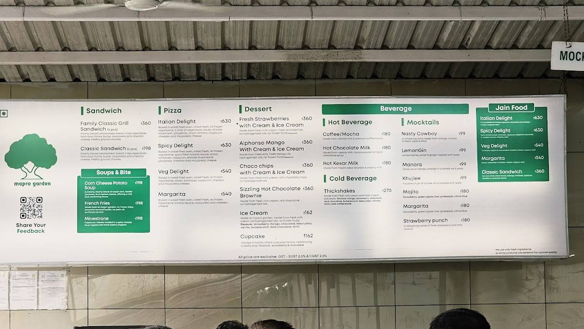 Mapro Garden menu