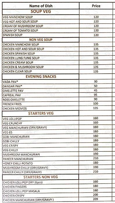 Masala Mantra menu