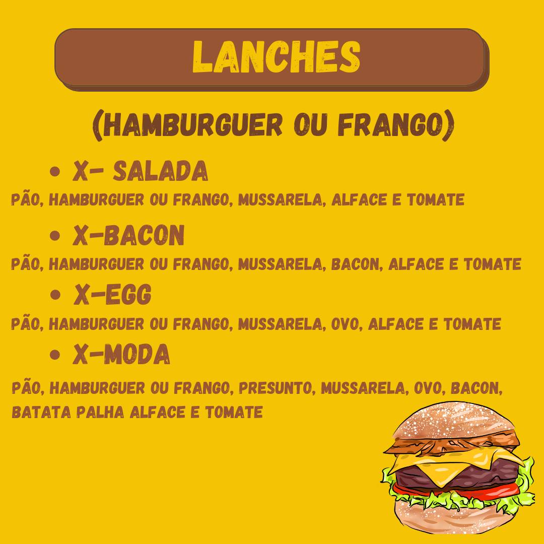Mata Fome cardápio
