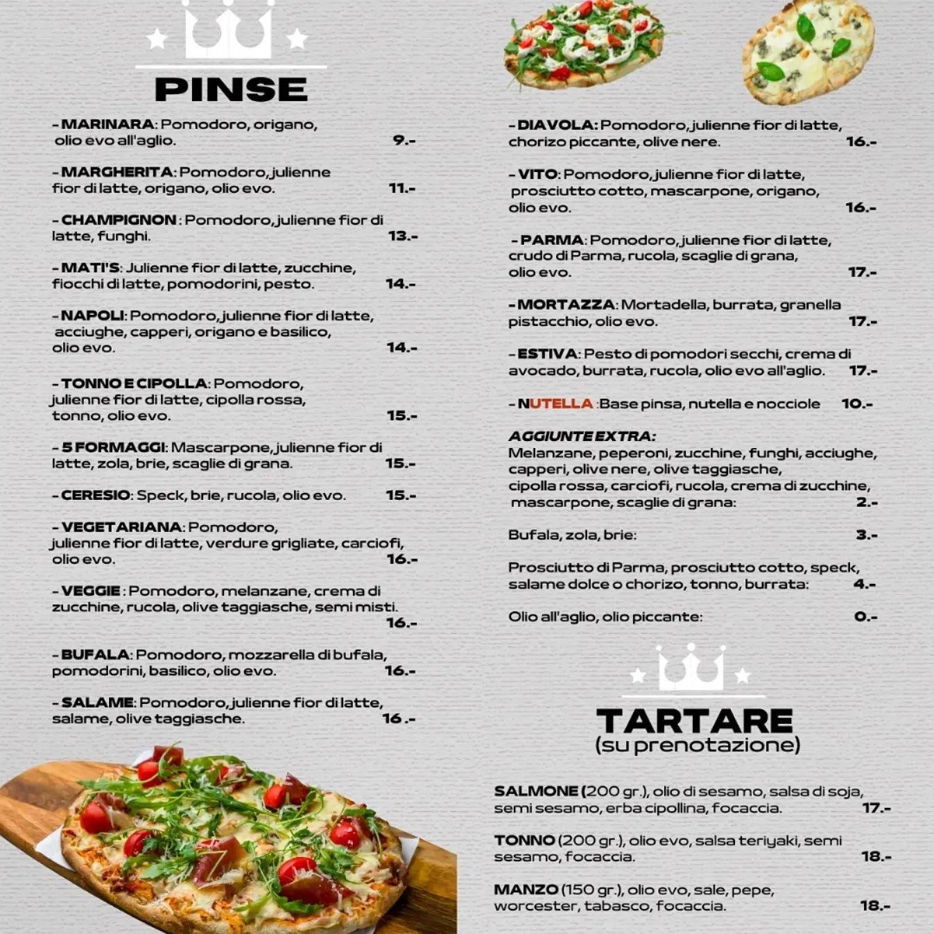 Menu de Mati's Experience