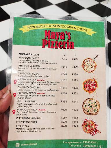 Maya's Pizzeria Pala menu