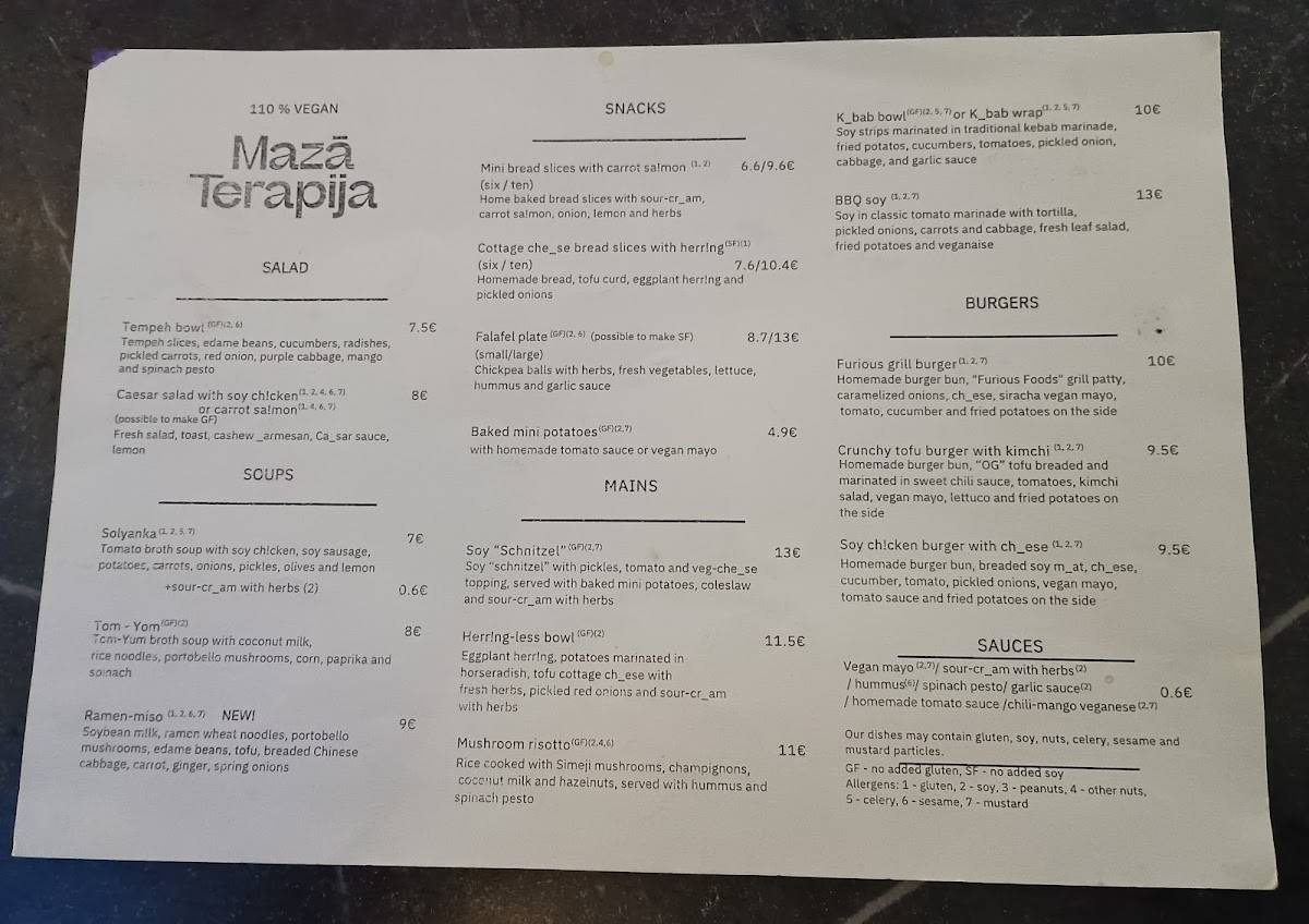 Menu de Mazā Terapija