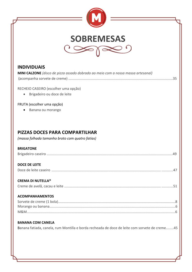 Micheluccio Pizzaria no Morumbi cardápio