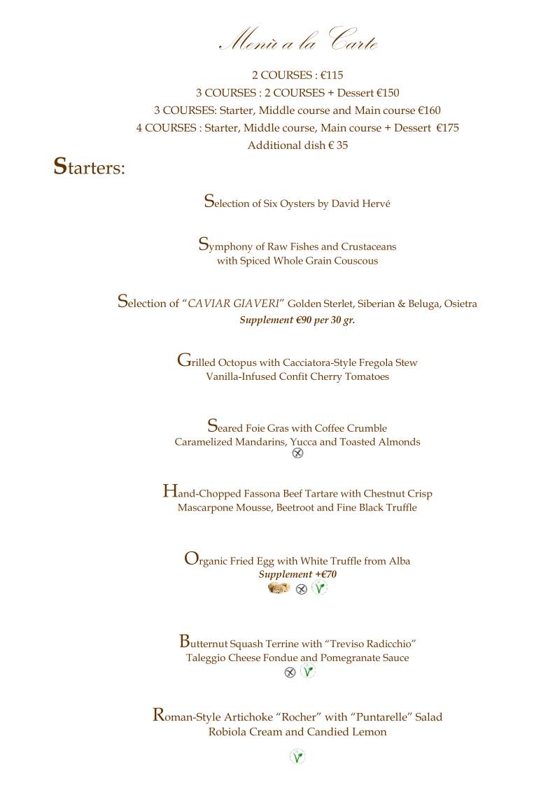 Menu di Ristorante Mirabelle 