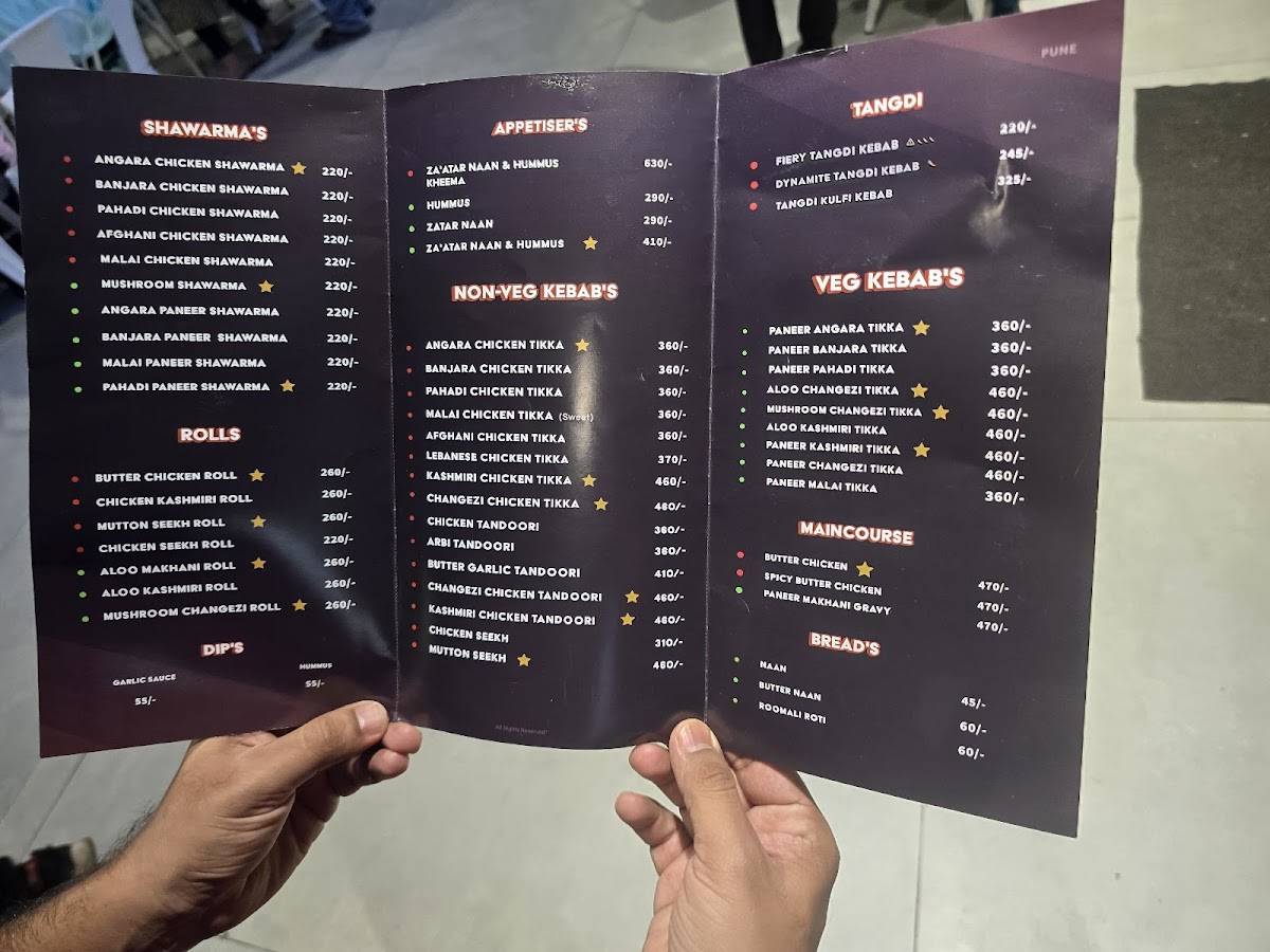 Miya Kebabs menu