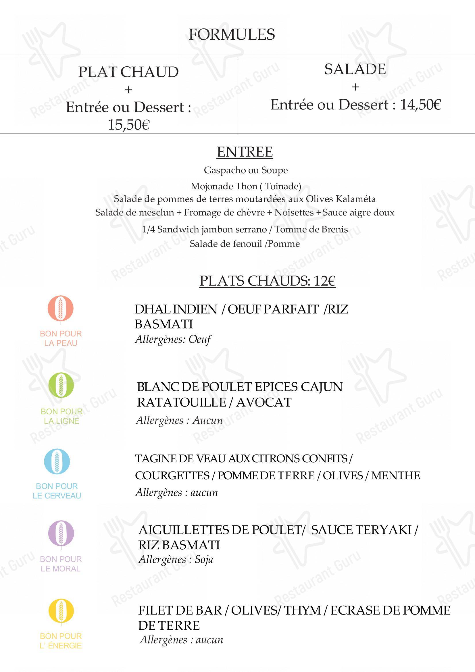 Menu pour Mojo Forgood (Kitchenbar) - Menu