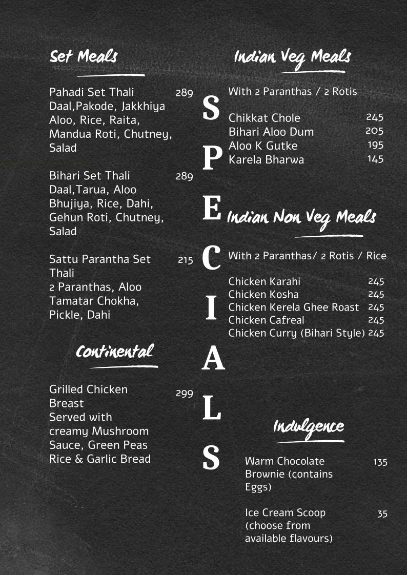 Monastery Cafe menu