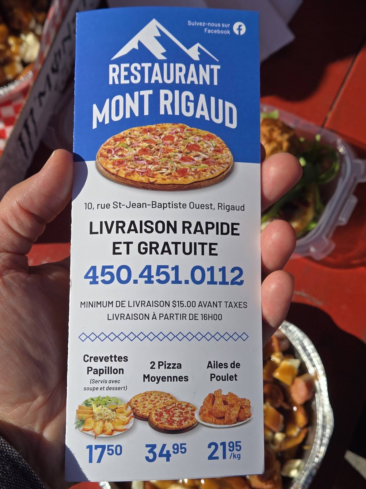 Menu de Restaurant Mont Rigaud