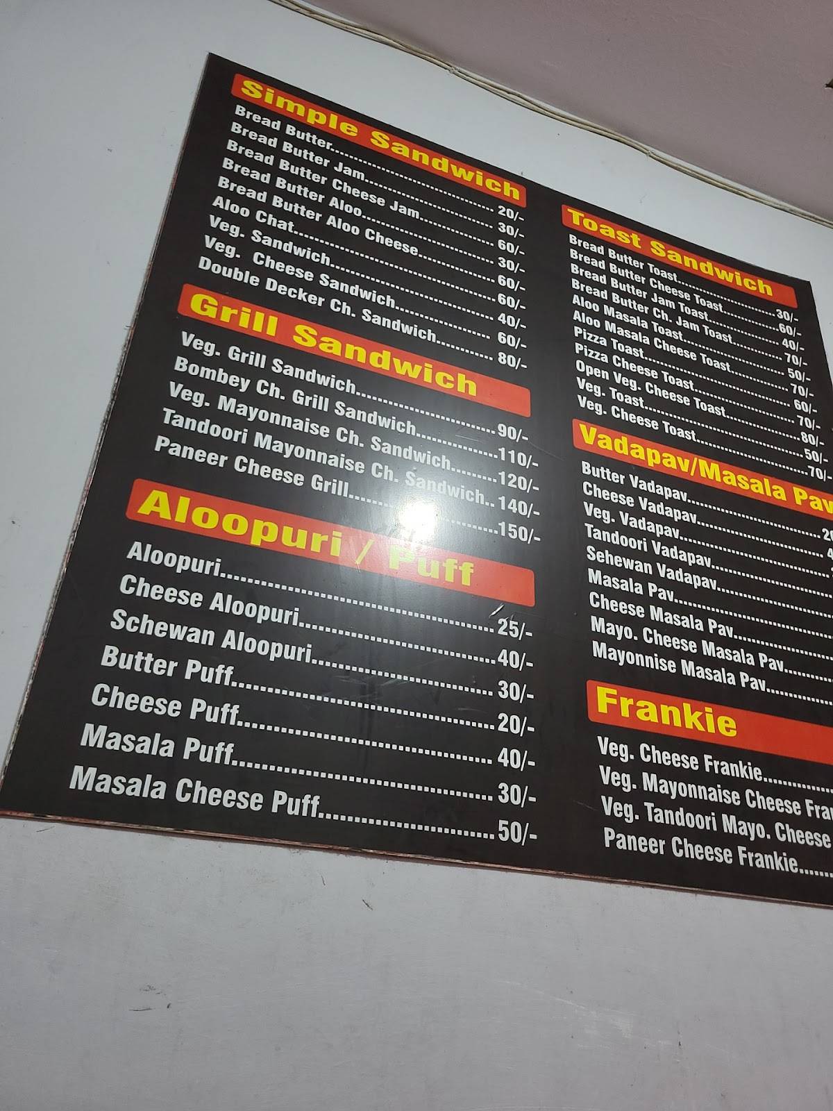 Mukesh Fast Food menu