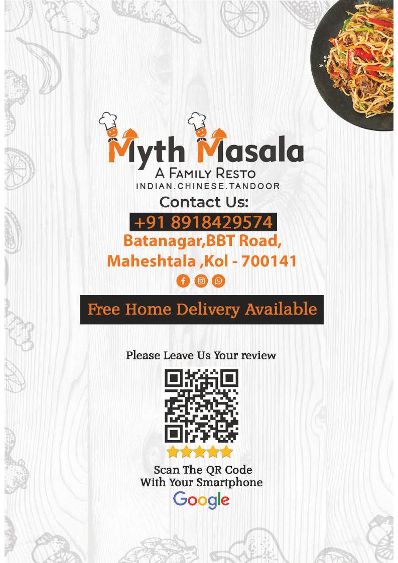 Myth Masala menu