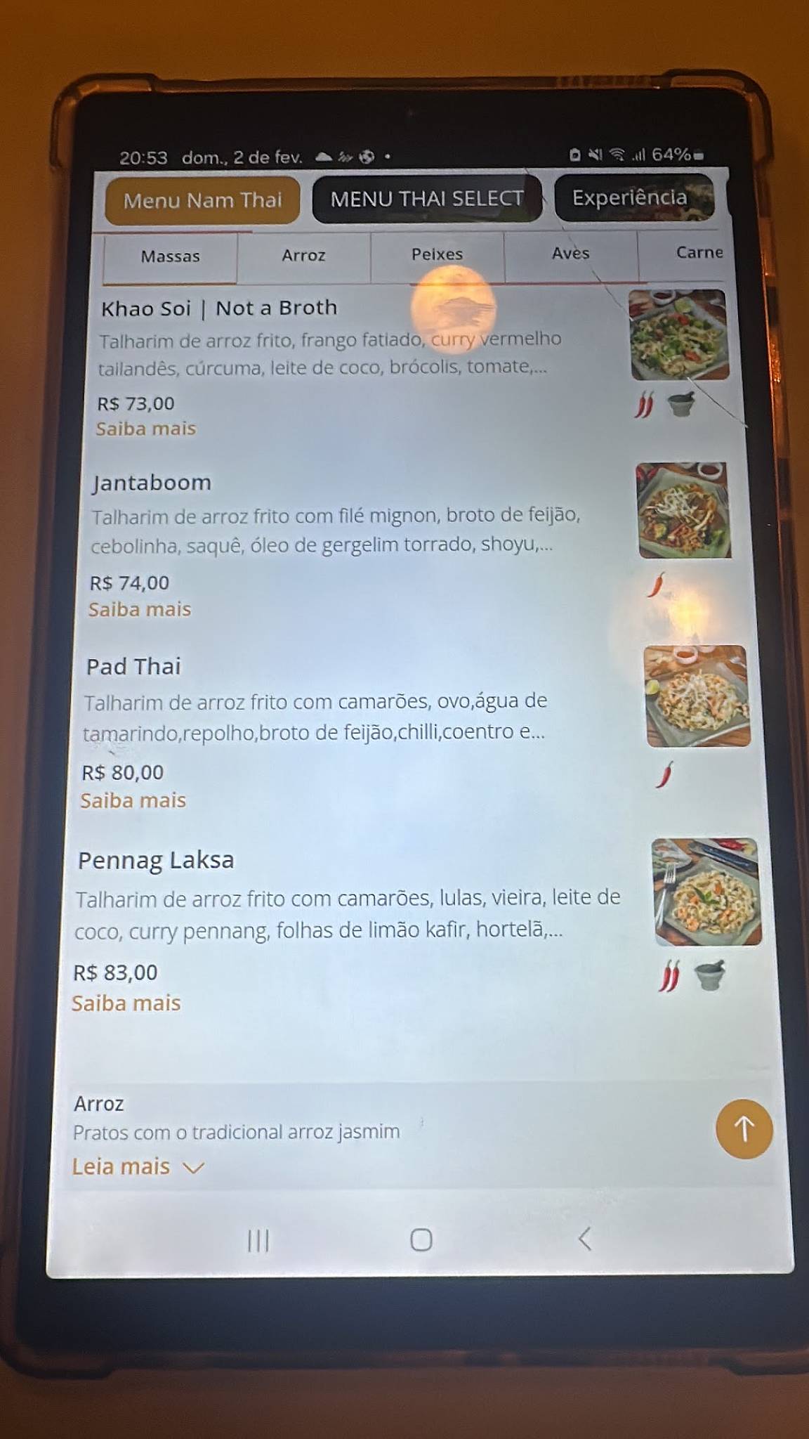 Nam Thai cardápio