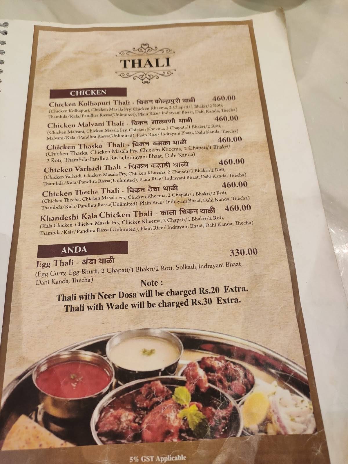 Nashik Lunch Home menu