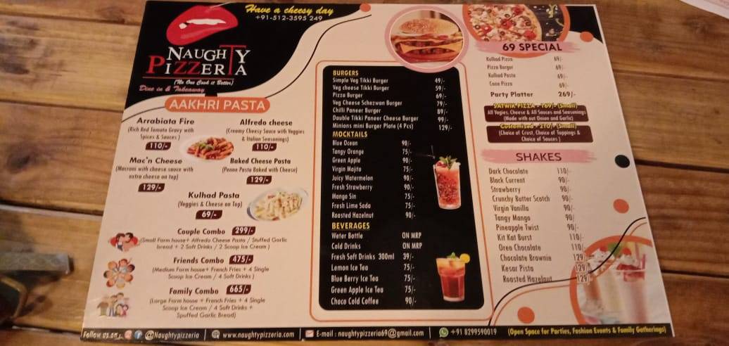 Naughty Pizzeria menu