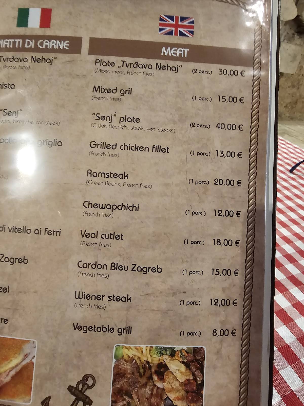 Menu di Restaurant Nehaj 