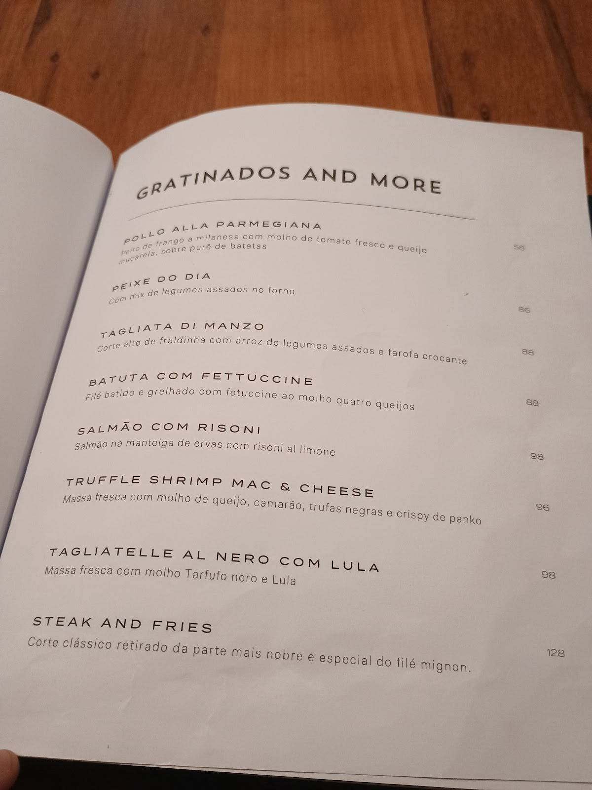 Nolita cardápio