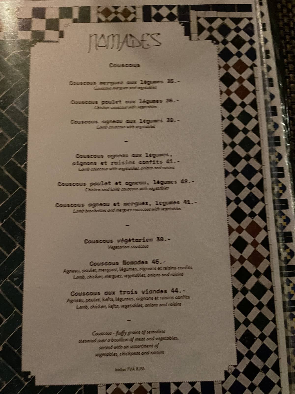 Menu di Nomades 
