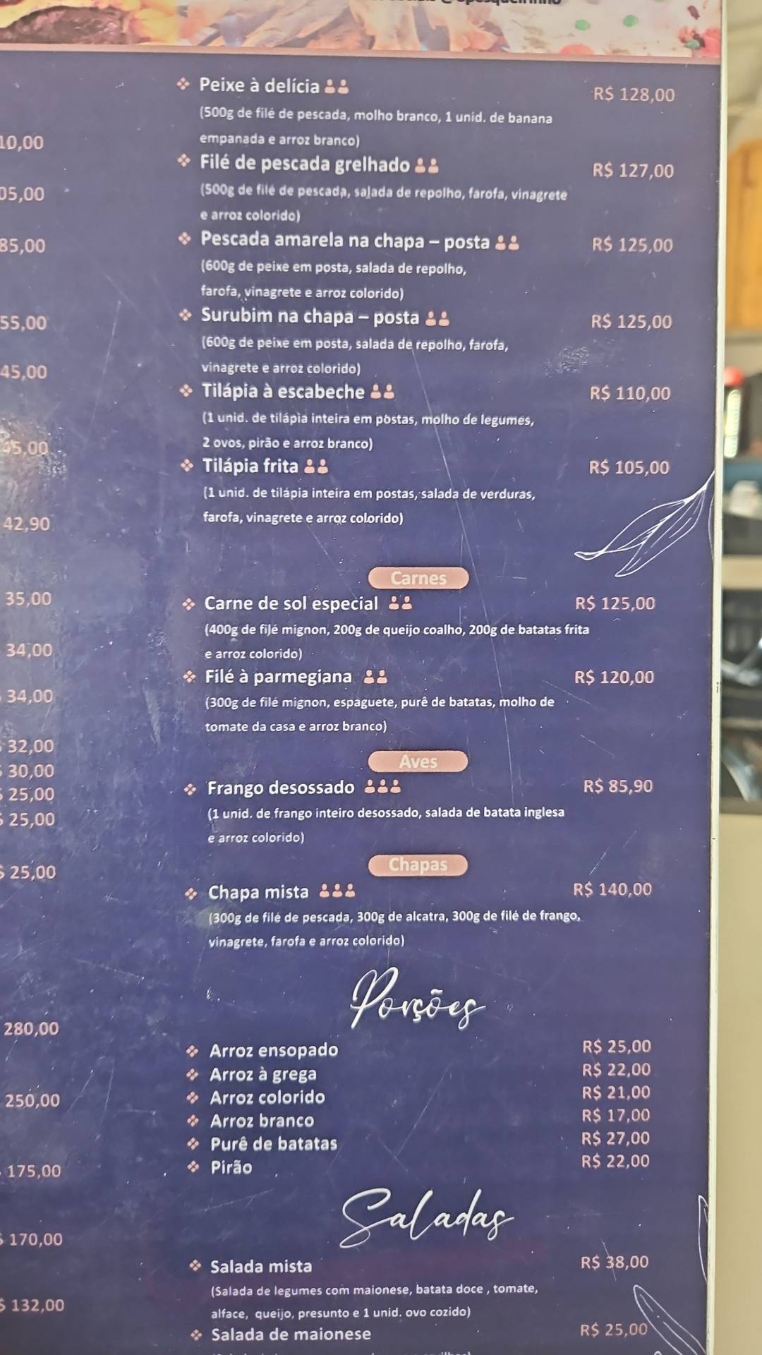 Restaurante - O Pesqueirinho cardápio