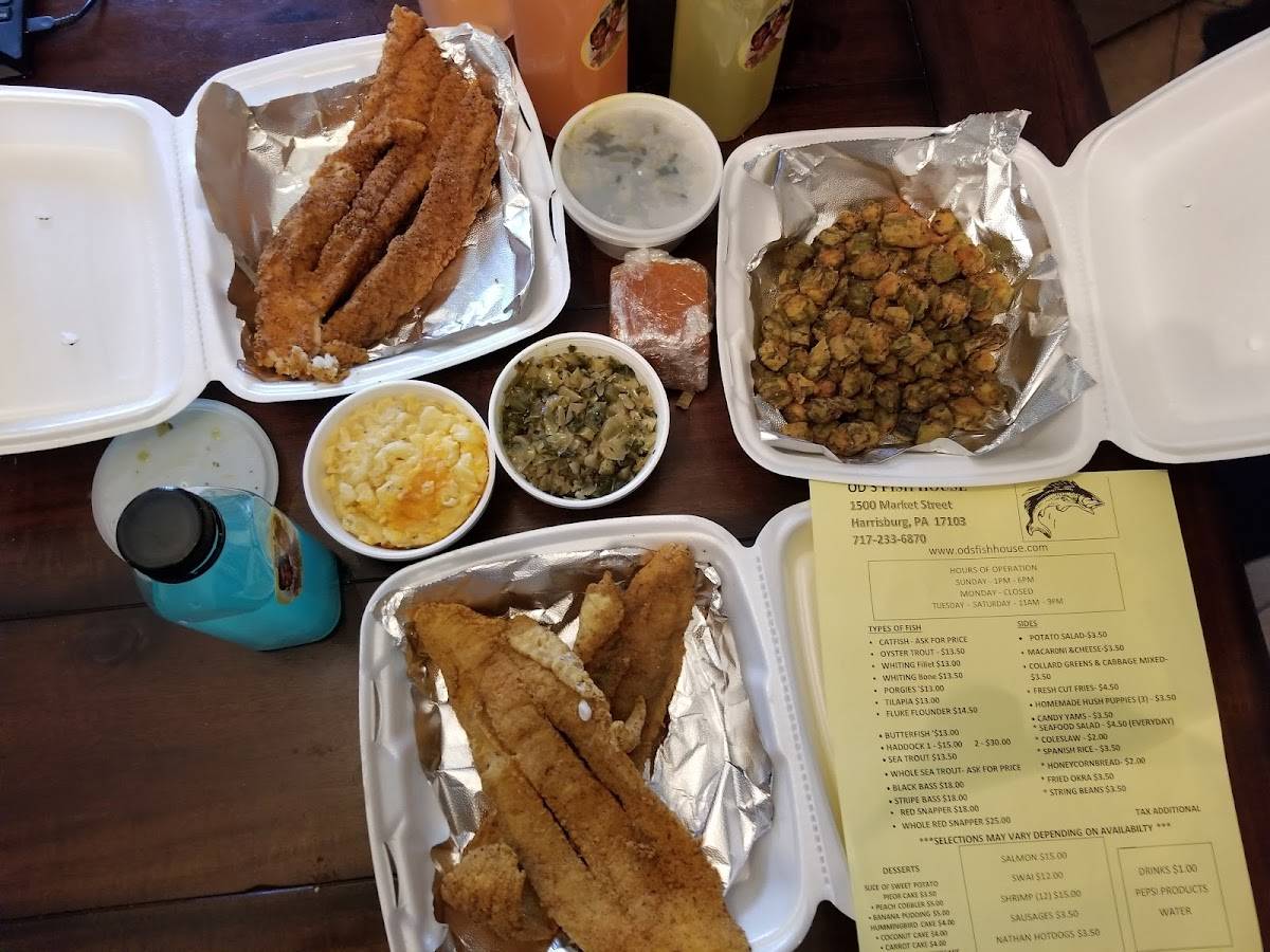 Menu at Od's Fish House restaurant, Harrisburg