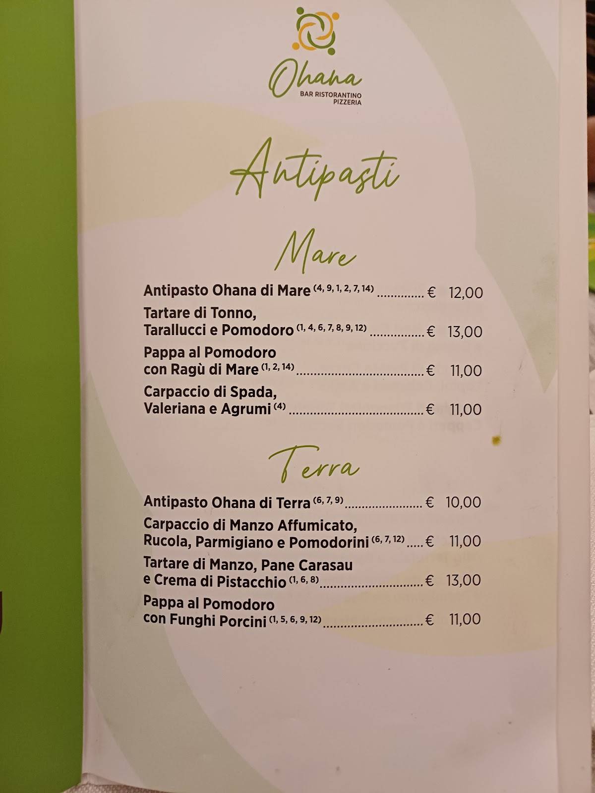 Menu di Ohana Ristorantino 