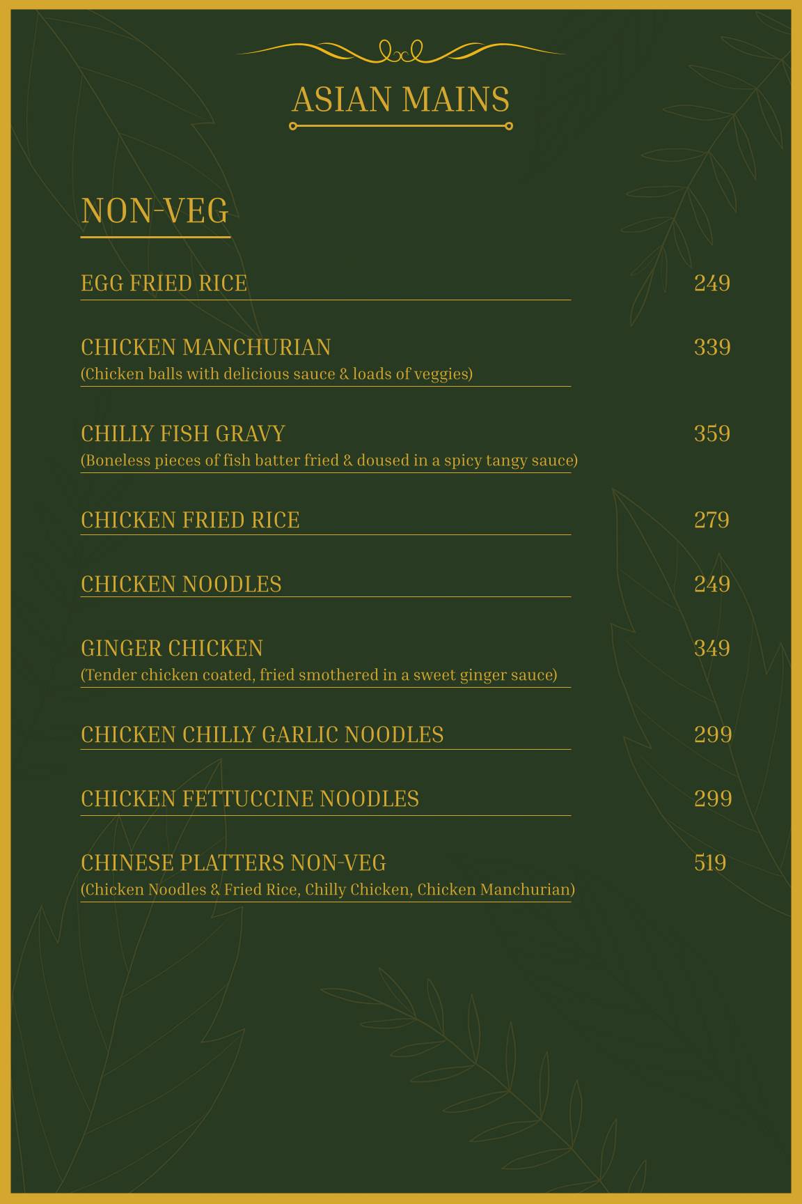 Olive Greens menu