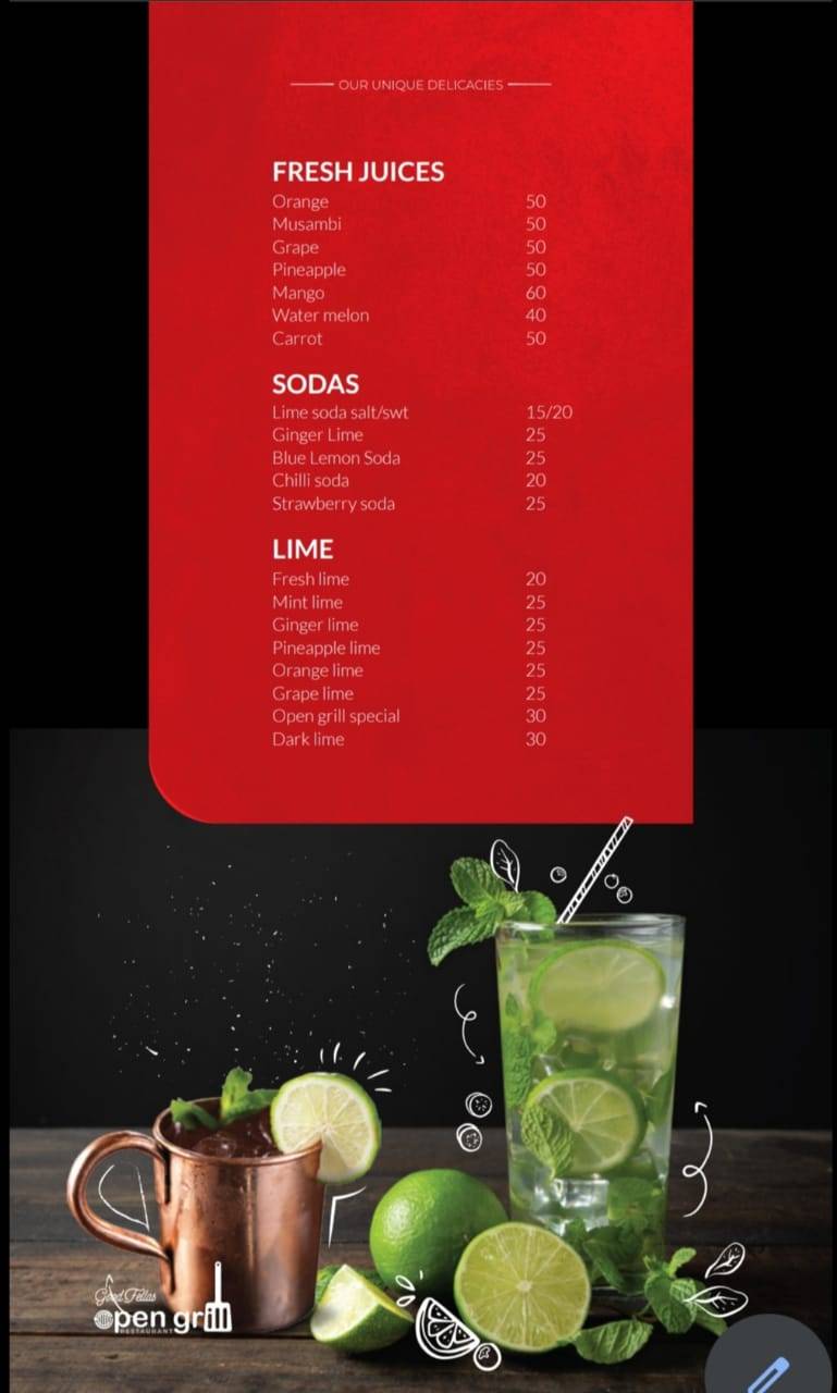 Open grill menu