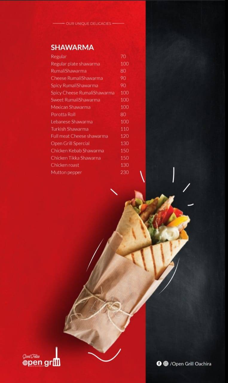 Open grill menu