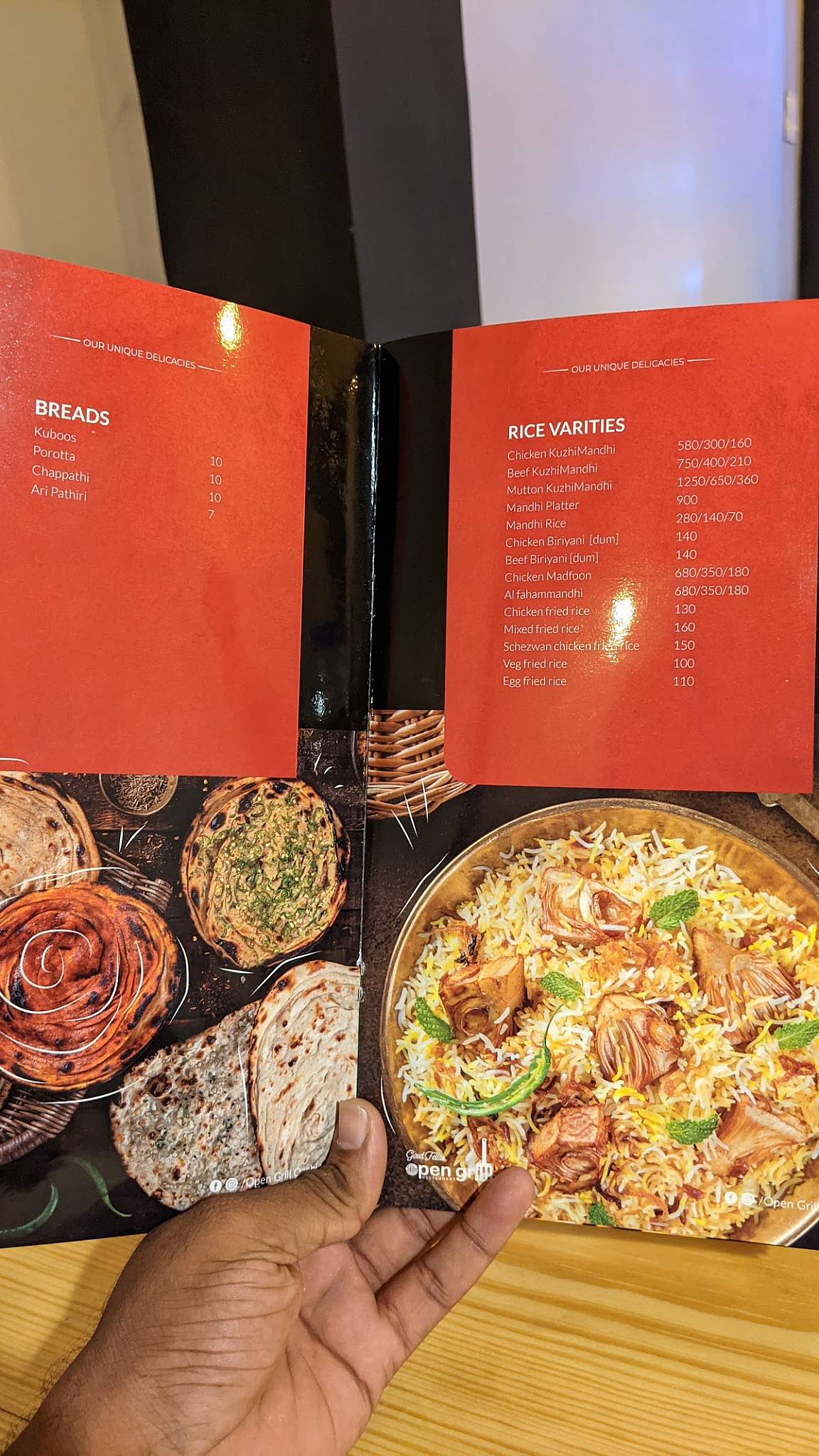Open grill menu