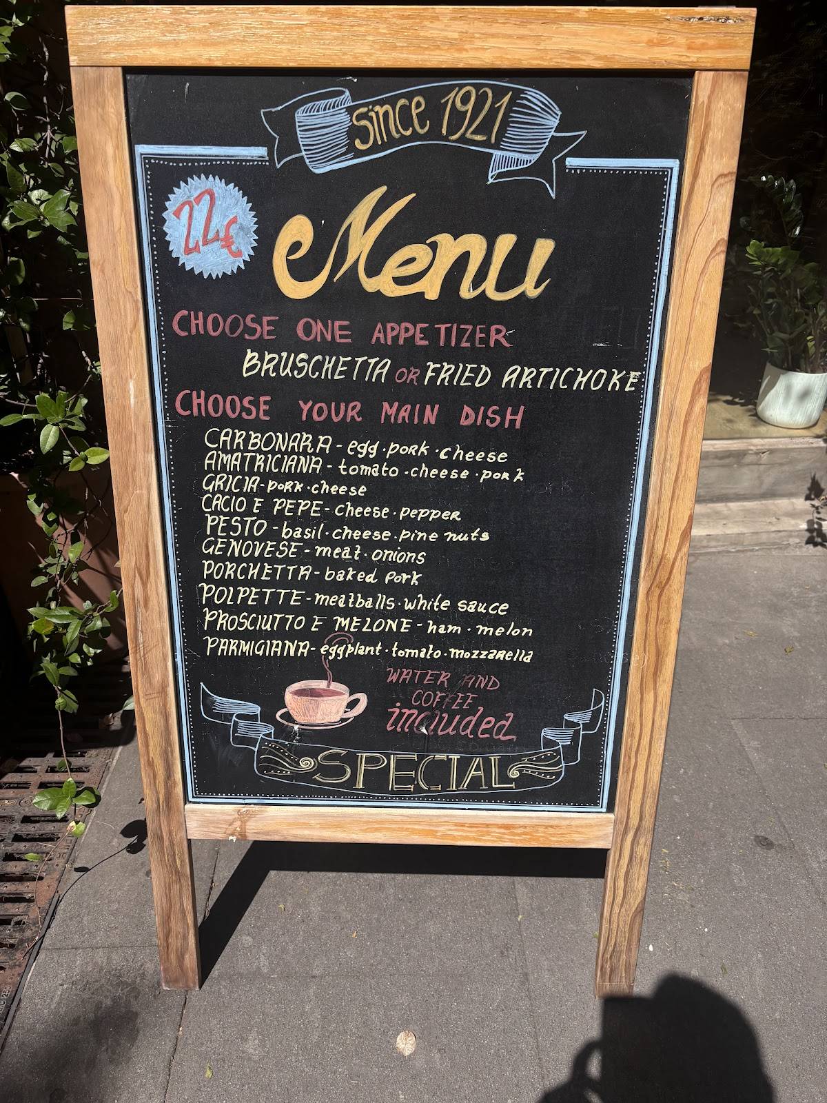 Menu di Osteria Corsetti 1921 Roma 