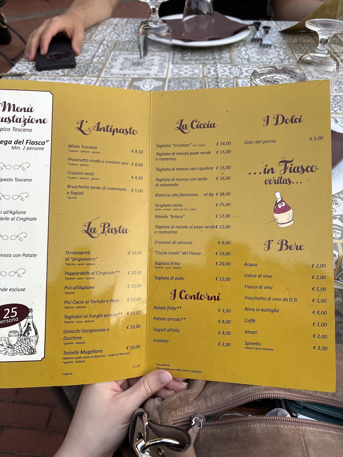 Menu di Osteria il Fiasco 
