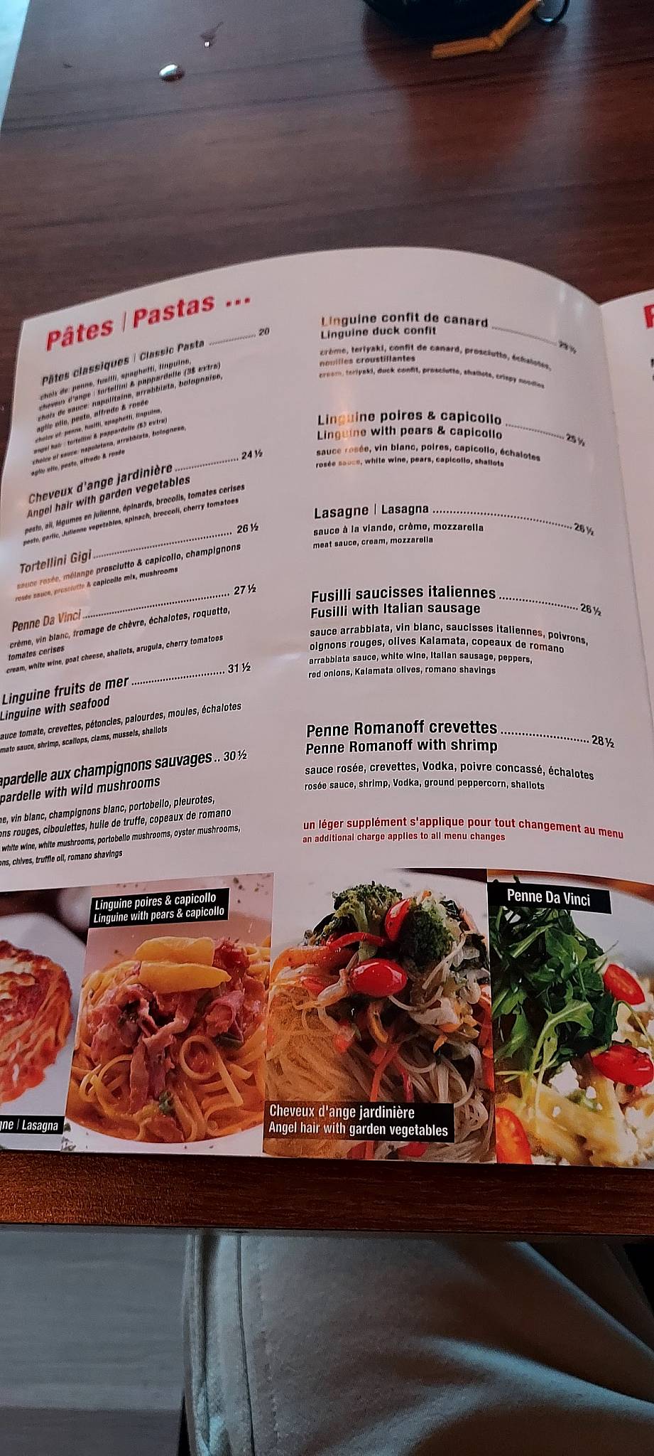 Menu de Ottavio Gatineau - Restaurant Apportez Votre Vin