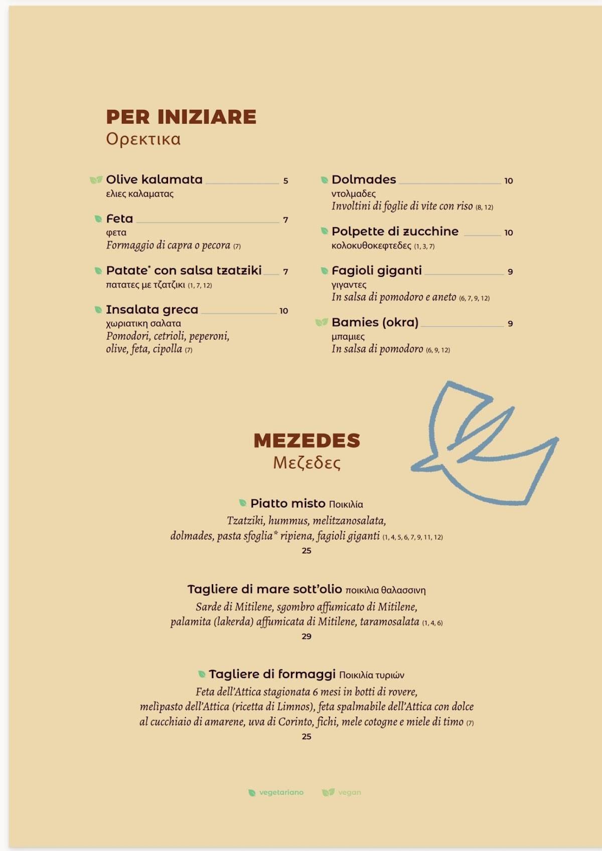 Menu di Mazì - Ristorante Greco - Trastevere 