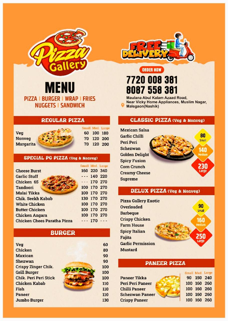 P i z z a G a l l e r y menu