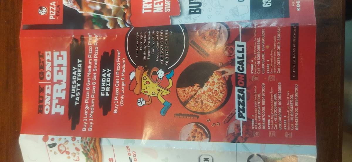 PIZZA ITALIA menu