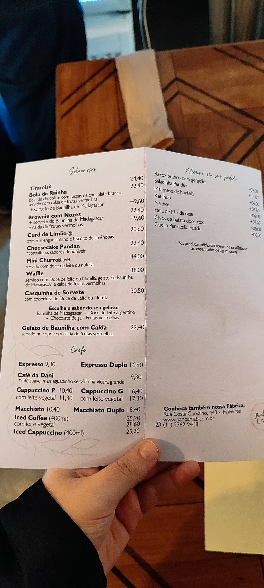 Pandan cardápio