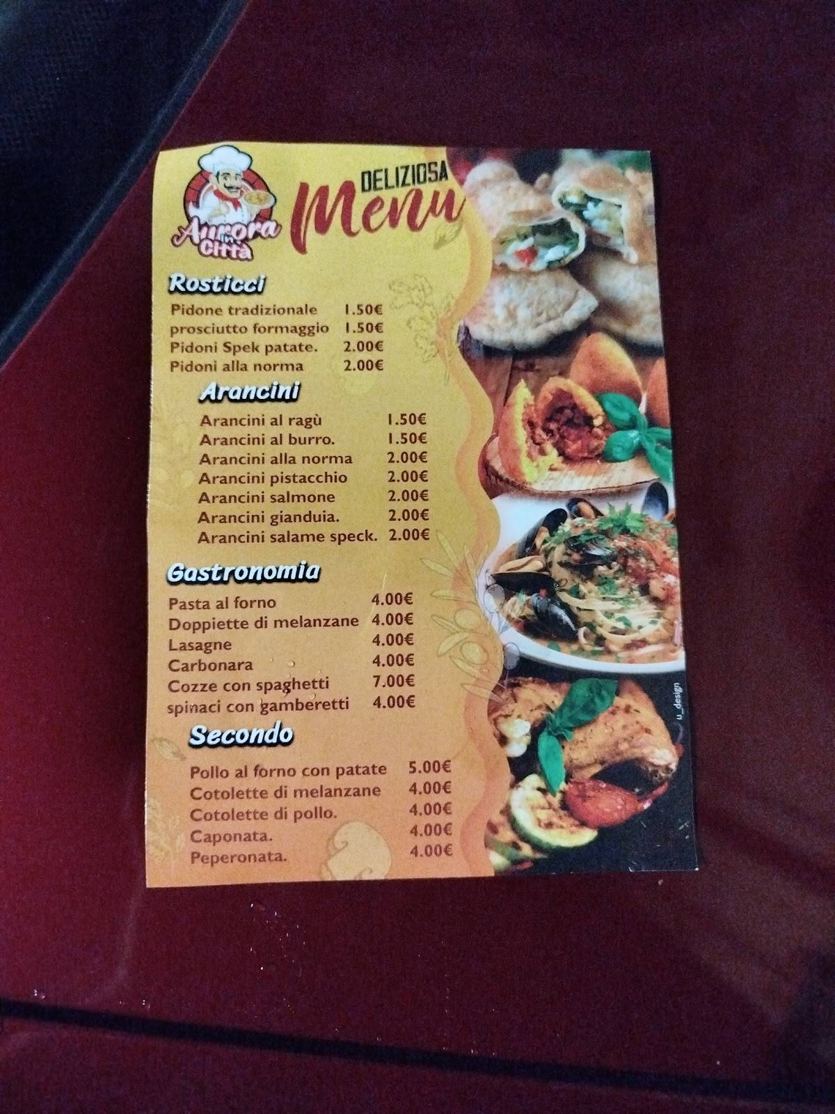 Menu di Panificio Pizzeria Aurora in Citta' 