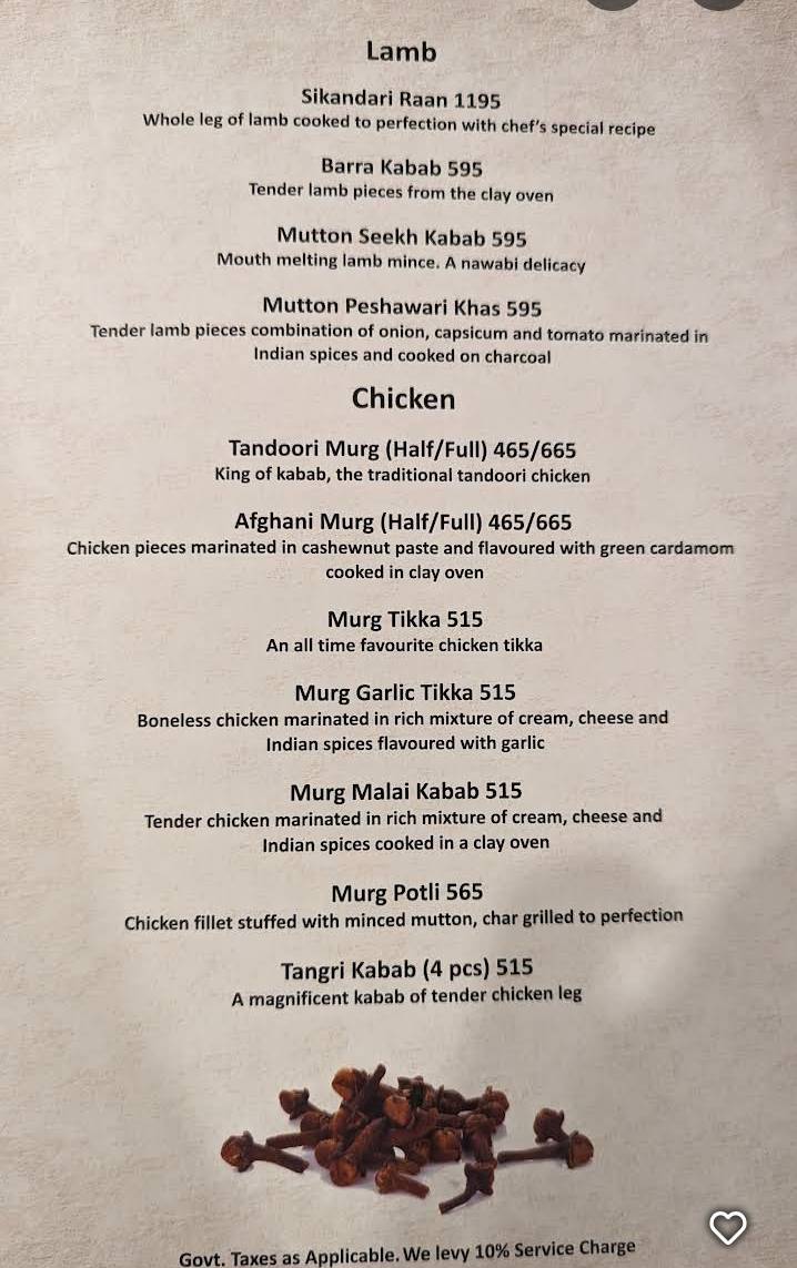 Pinch Of Spice menu