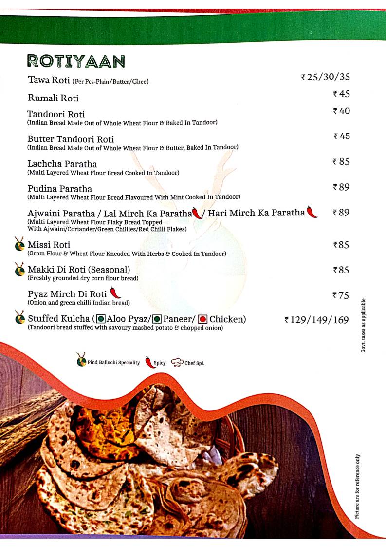 Pind Balluchi - Family Restaurant in Kanpur, Best Family Restaurant in kanpur menu