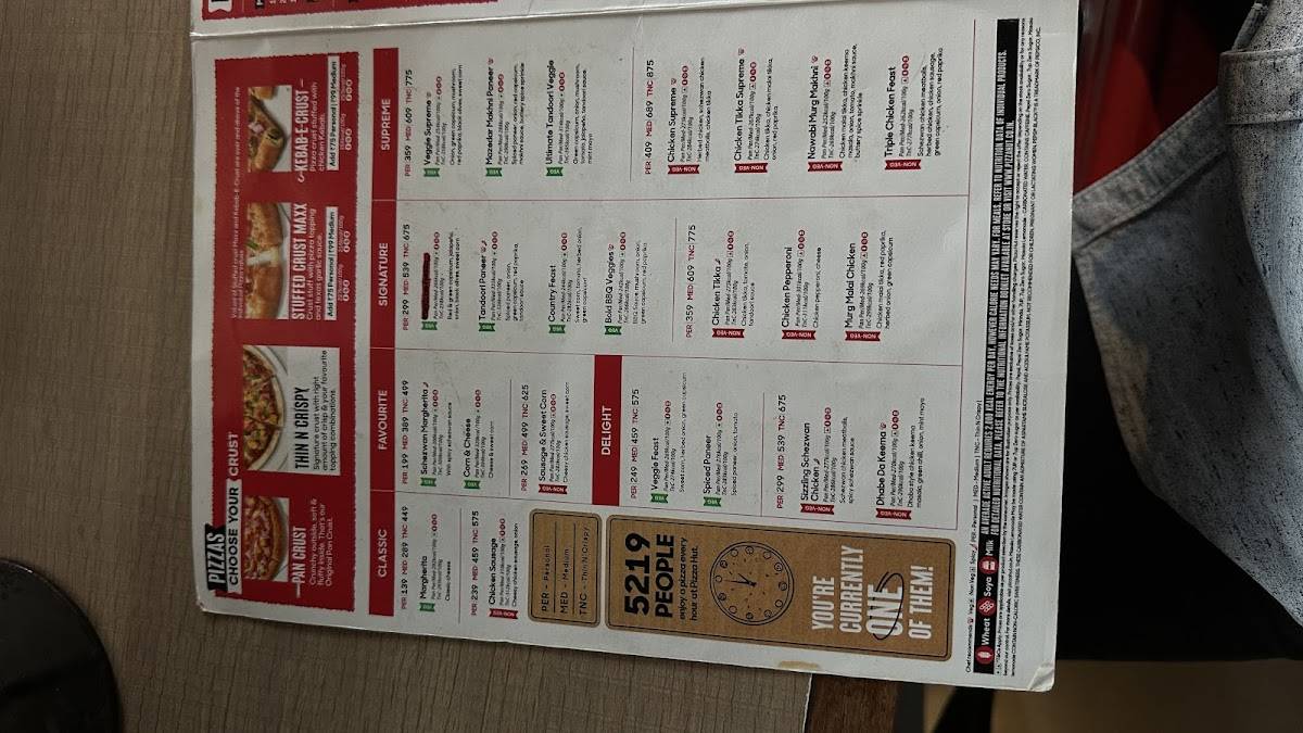 Pizza Hut Aluva, Cochin menu