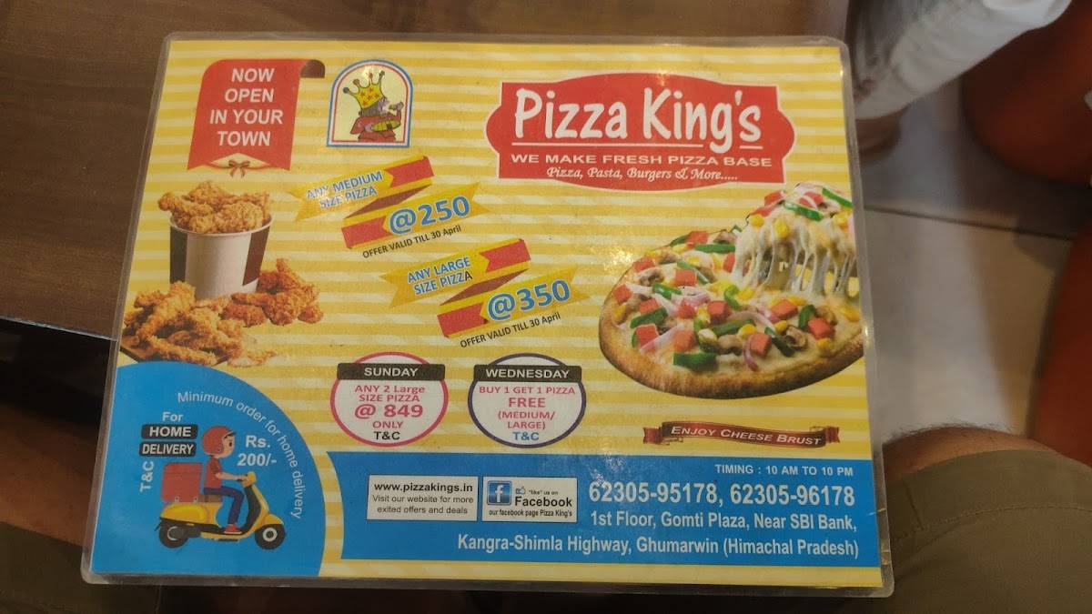 Pizza King's menu