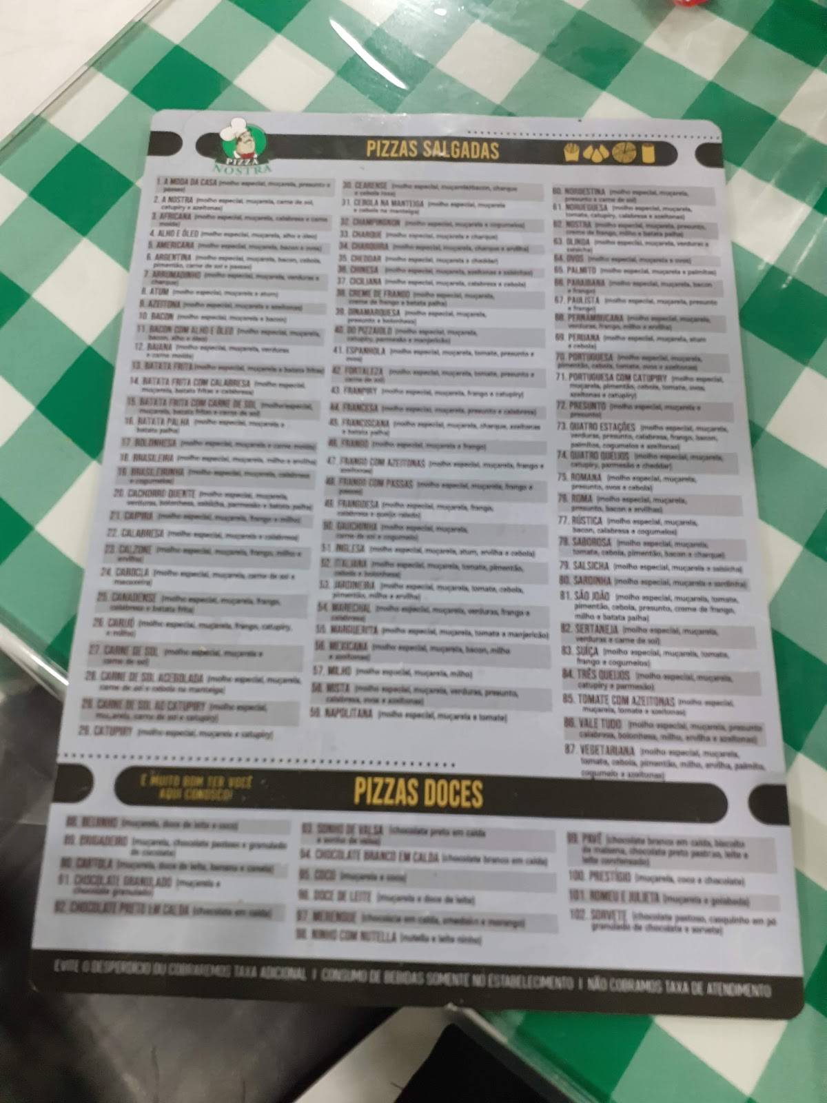 Menu em Pizza Nostra - Rodizio de Pizzas e Massas restaurante, Olinda ...
