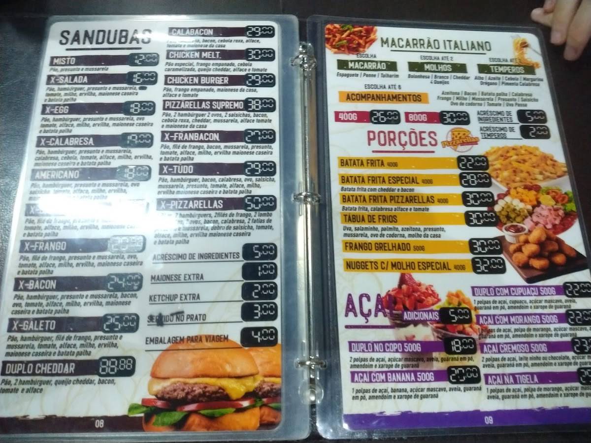 Pizzarellas cardápio