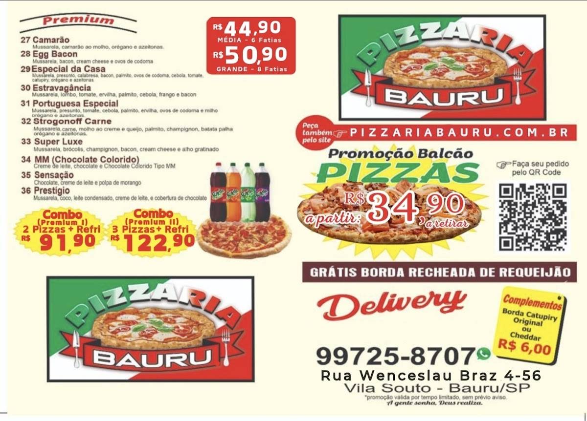 Pizzaria Bauru cardápio