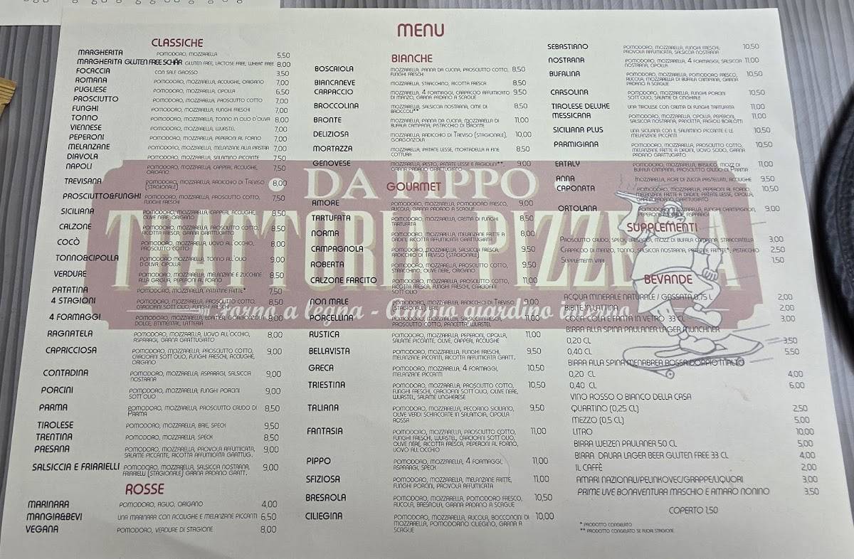 Menu di Pizzeria Trattoria "da Pippo" 