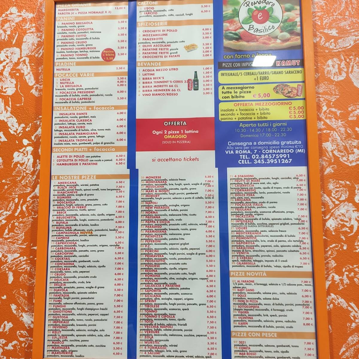 Menu di Pomodoro & Basilico 