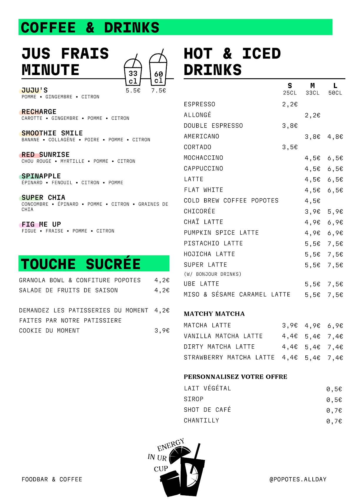 Menu de Popotes, Cantine Respectueuse