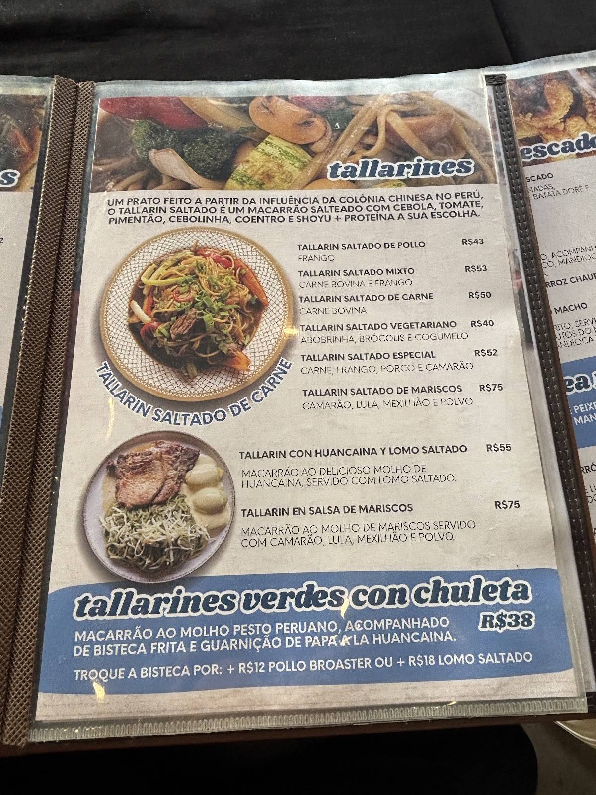 Punto Peru Culinária Peruana cardápio