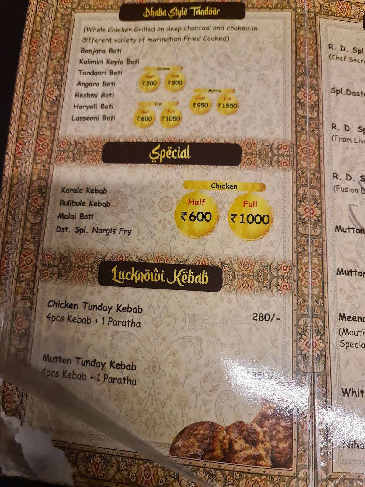 Raafae's Dastarkhwan menu