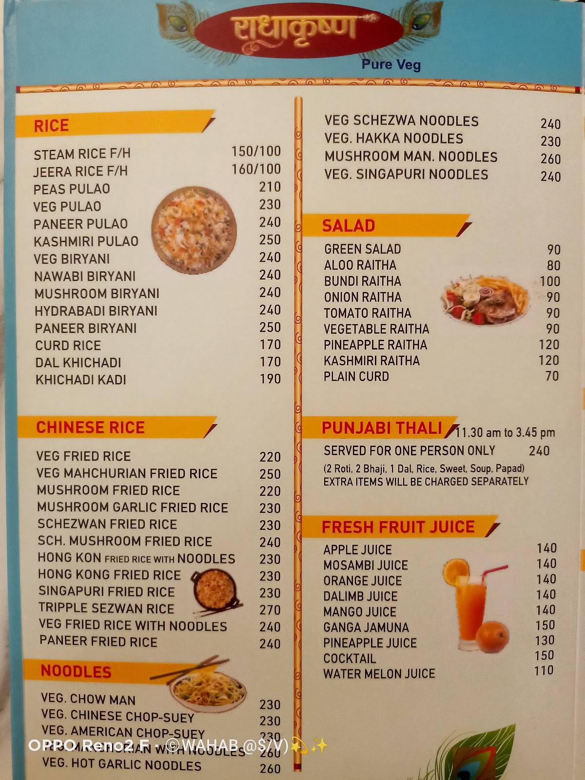 Radhakrishna Pure Veg menu