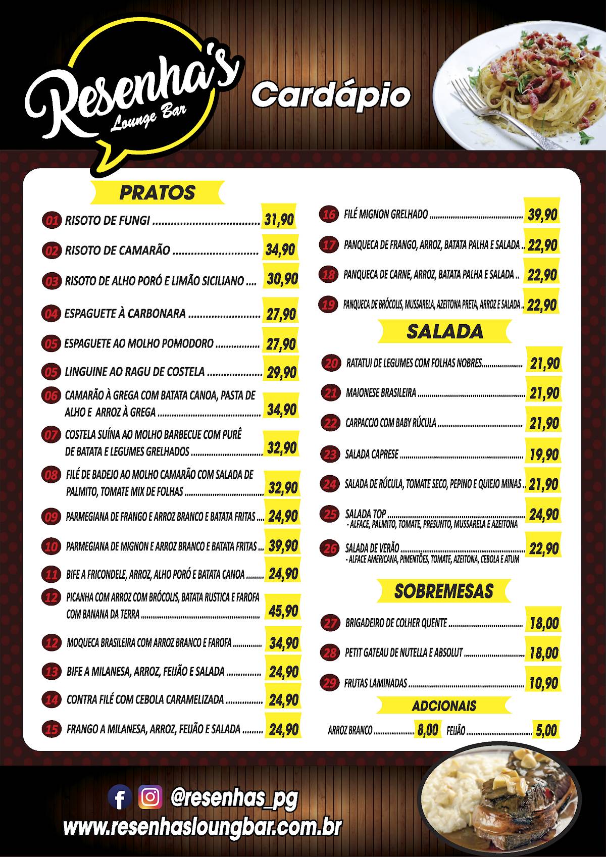 Resenha's Lounge Bar cardápio
