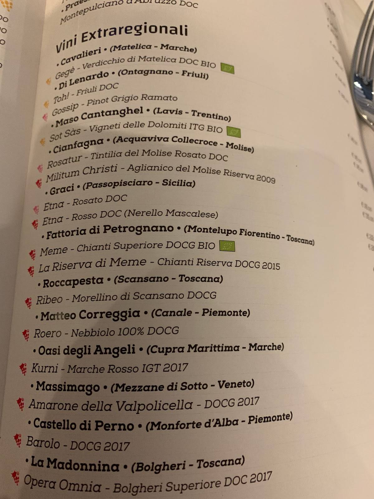 Menu di Ristorante Resilienza 
